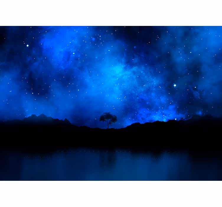 Blue roller blind stellar nebula design - TenStickers