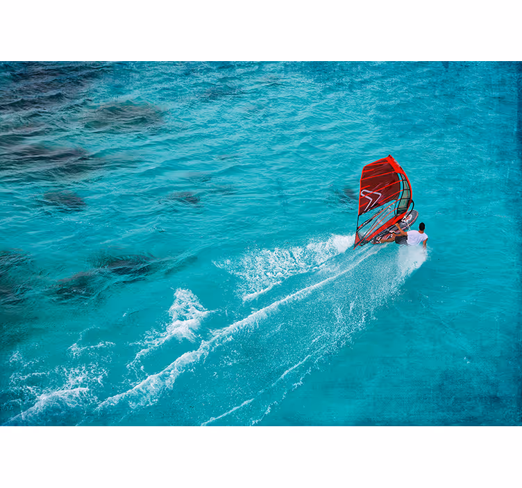Blue roller blind windsurfer on the water - TenStickers