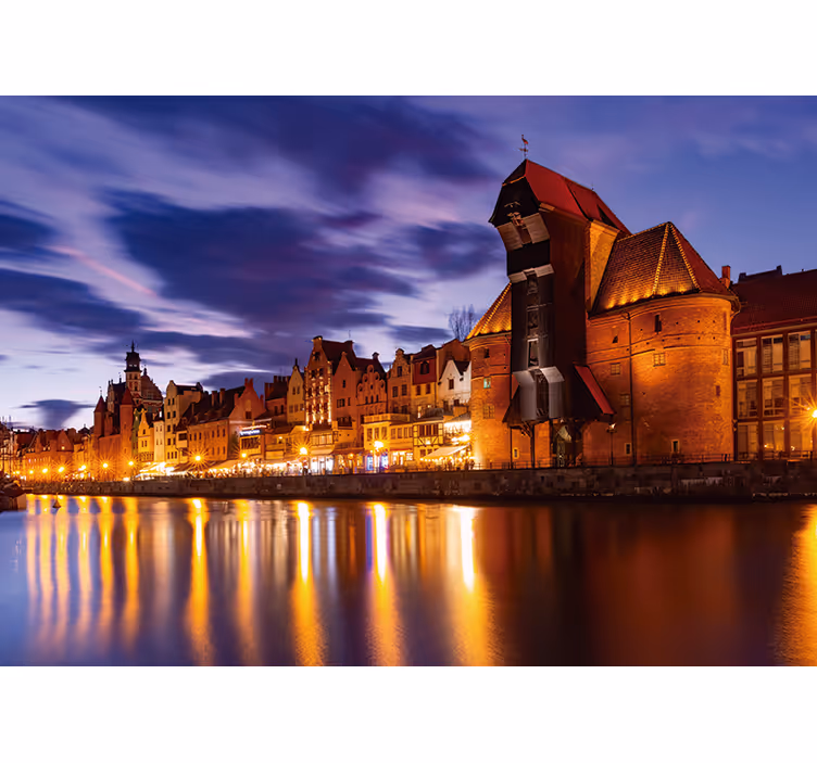 Blue roller blind gdańsk by night - TenStickers