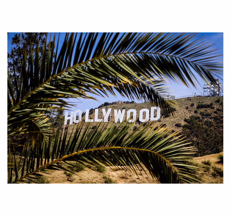 Living room roller blind hollywood sign and tree - TenStickers