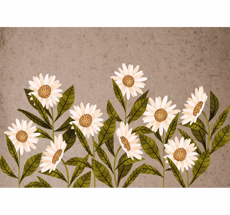 Living room roller blind vintage daisies - TenStickers