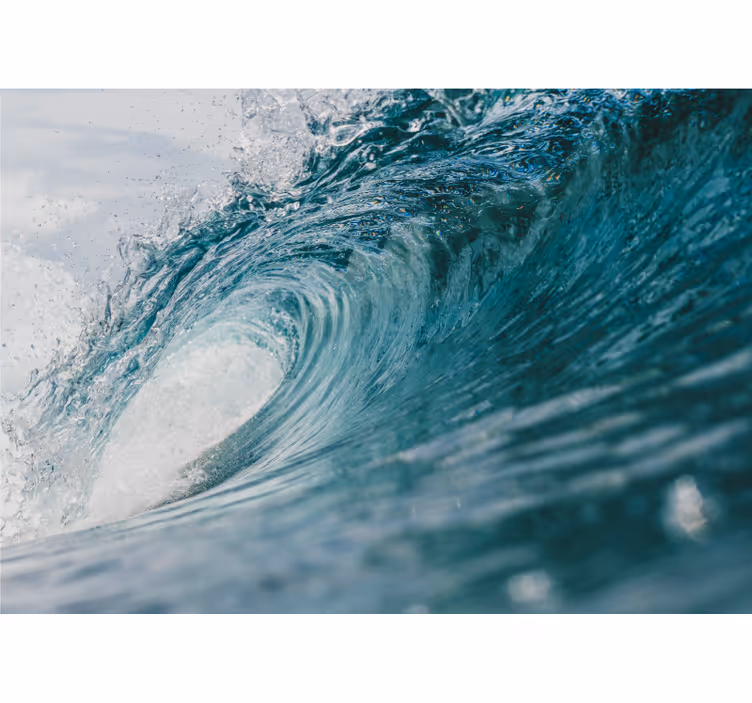 Living room roller blind great wave wall mural - TenStickers