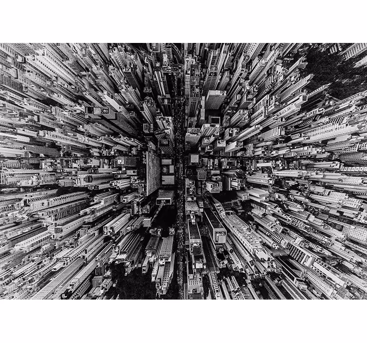 Living room roller blind cityscape view - TenStickers