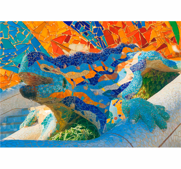 Living room roller blind park güell mural print - TenStickers
