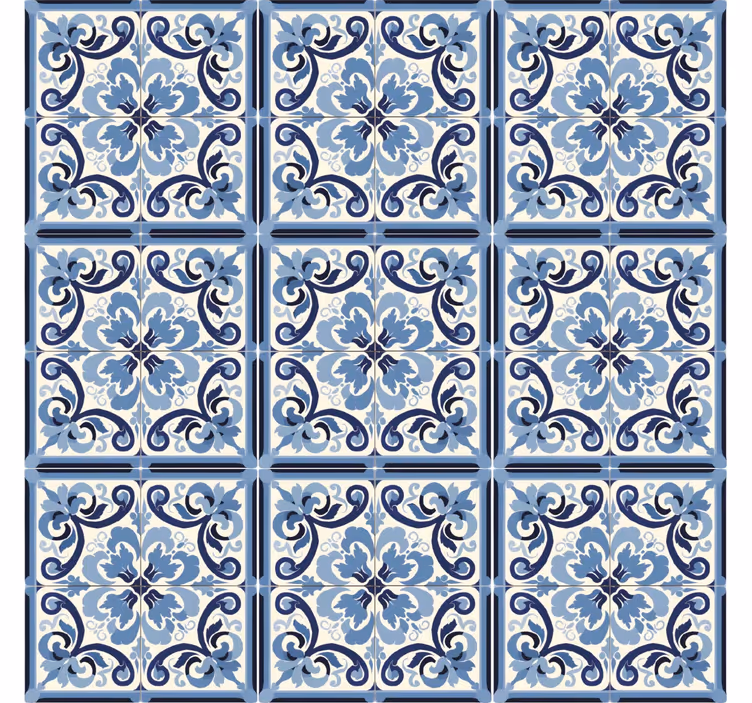 Blue roller blind with blue and white floral pattern - TenStickers