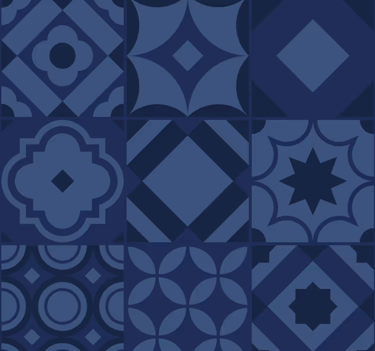 Blue roller blind in navy blue tiles - TenStickers