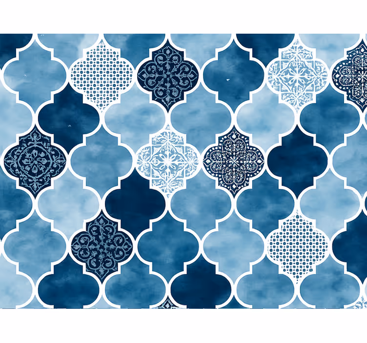 Blue roller blind in blue watercolor moroccan - TenStickers