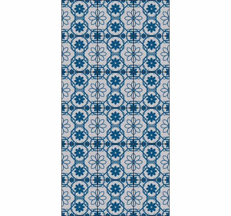Blue roller blind floral mosaic pattern - TenStickers