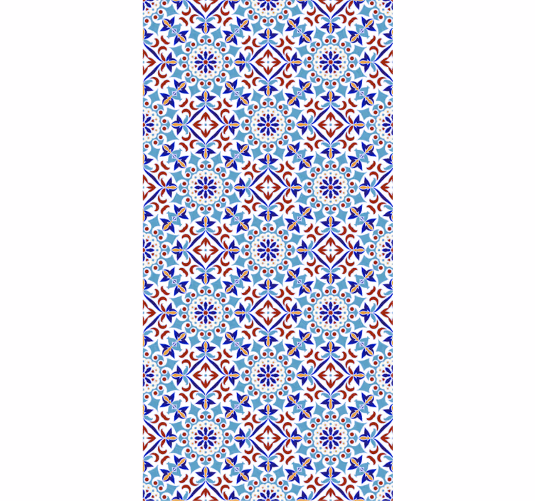 Blue roller blind with ceramic pattern - TenStickers