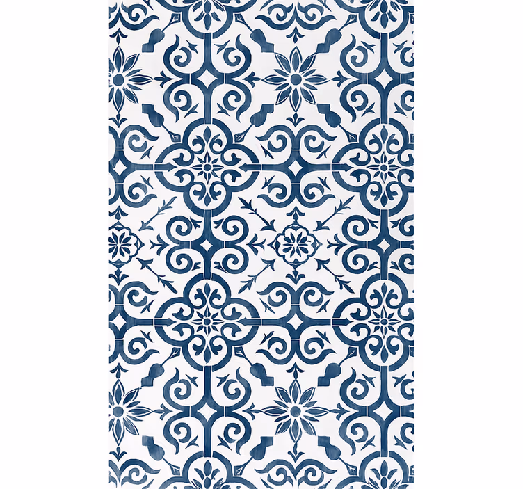 Blue roller blind in blue moroccan tile design - TenStickers