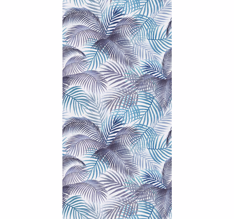 Blue roller blind palms and leaves design - TenStickers