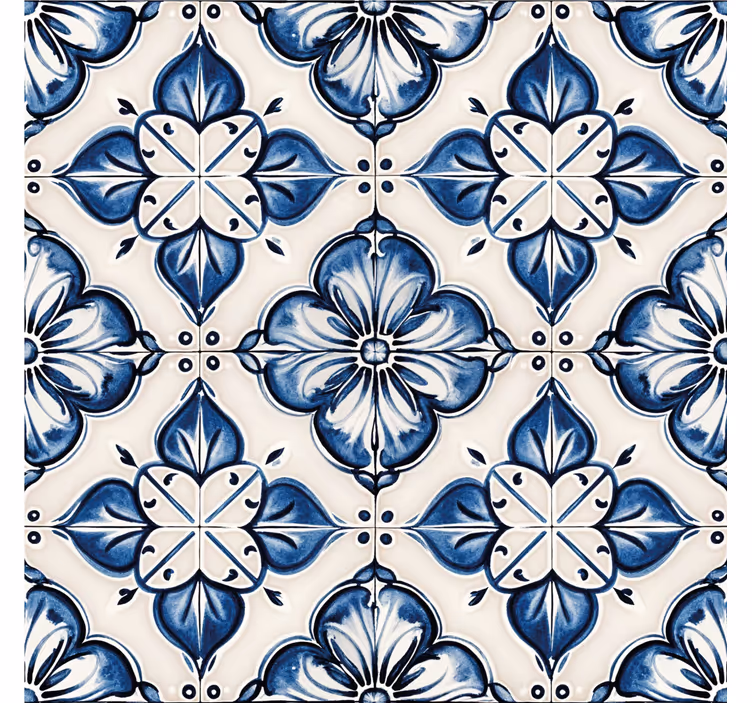 Blue roller blind with blue floral pattern - TenStickers