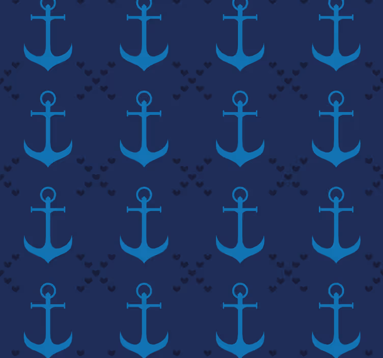 Blue roller blind with navy blue anchors - TenStickers