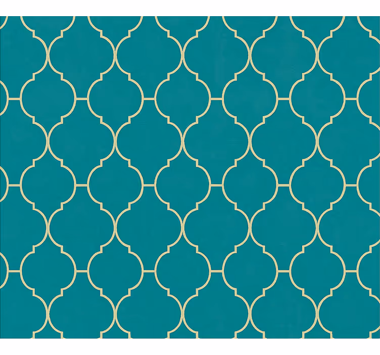 Blue roller blind with gold and turquoise design - TenStickers