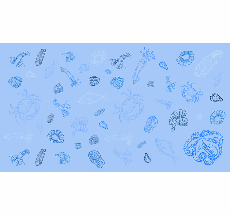 Blue roller blind with seafood pattern - TenStickers