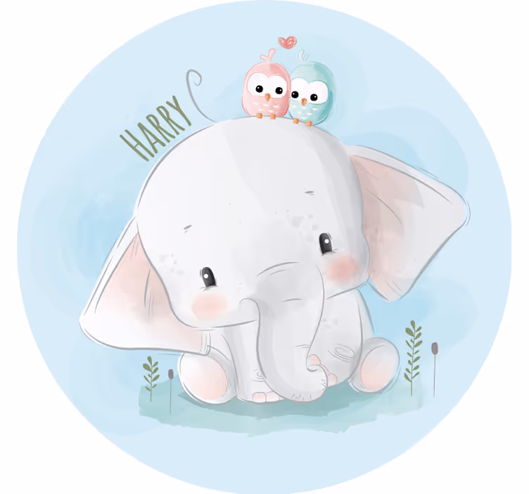 Blue roller blind with big blue elephant design - TenStickers