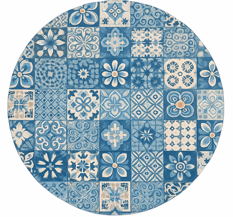 Blue roller blind with circular mosaic pattern - TenStickers