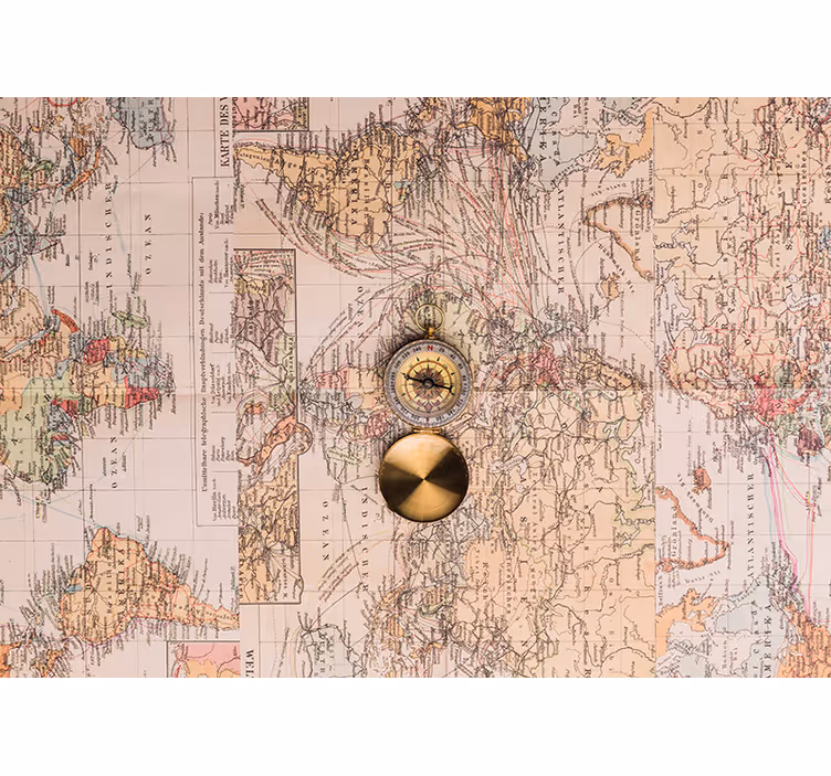 Living room roller blind vintage world map - TenStickers