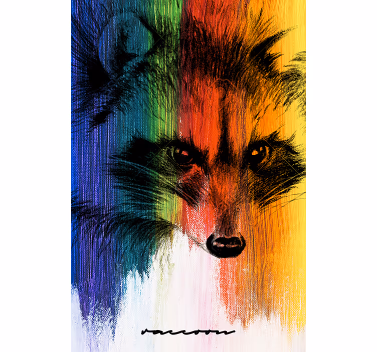 Living room roller blind rainbow raccoon - TenStickers