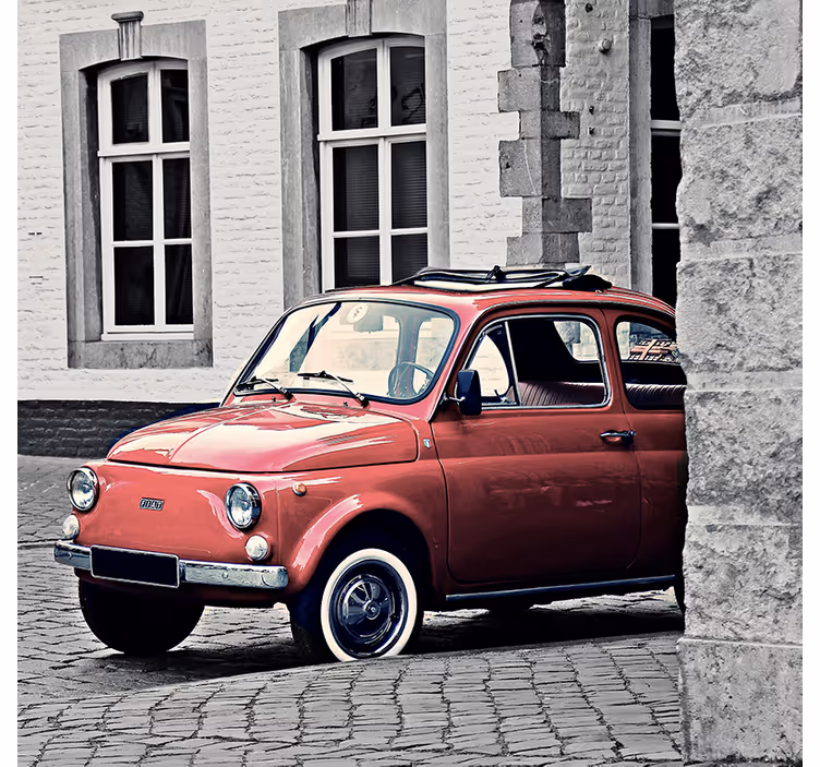 Living room roller blind vintage fiat 500 design - TenStickers