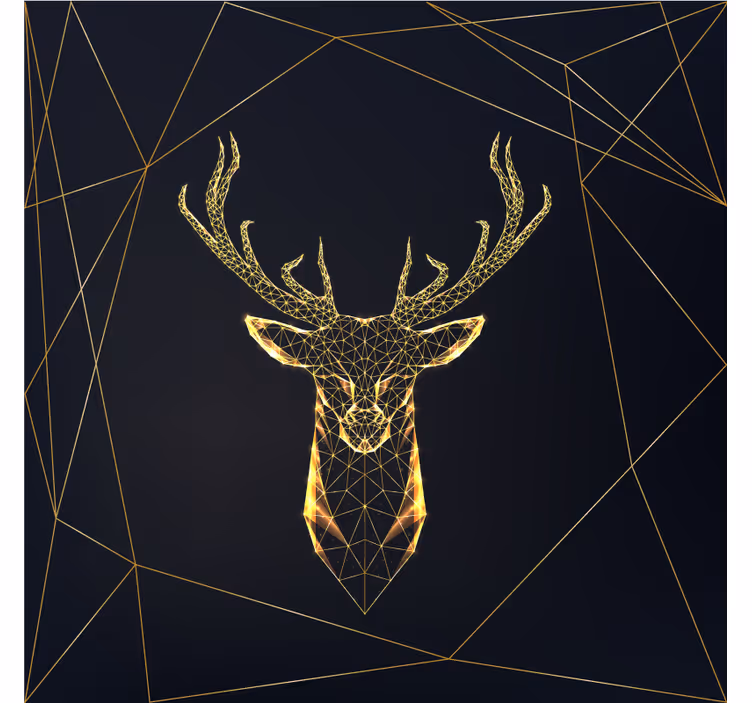 Living room roller blind geometric stag in gold - TenStickers