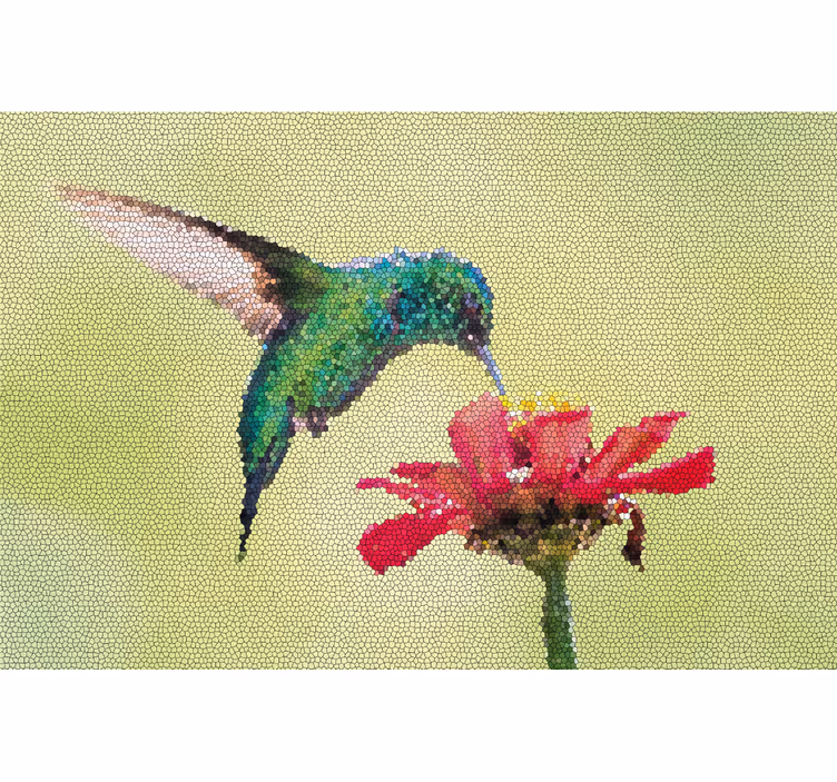 Living room roller blind colorful bird mosaic - TenStickers