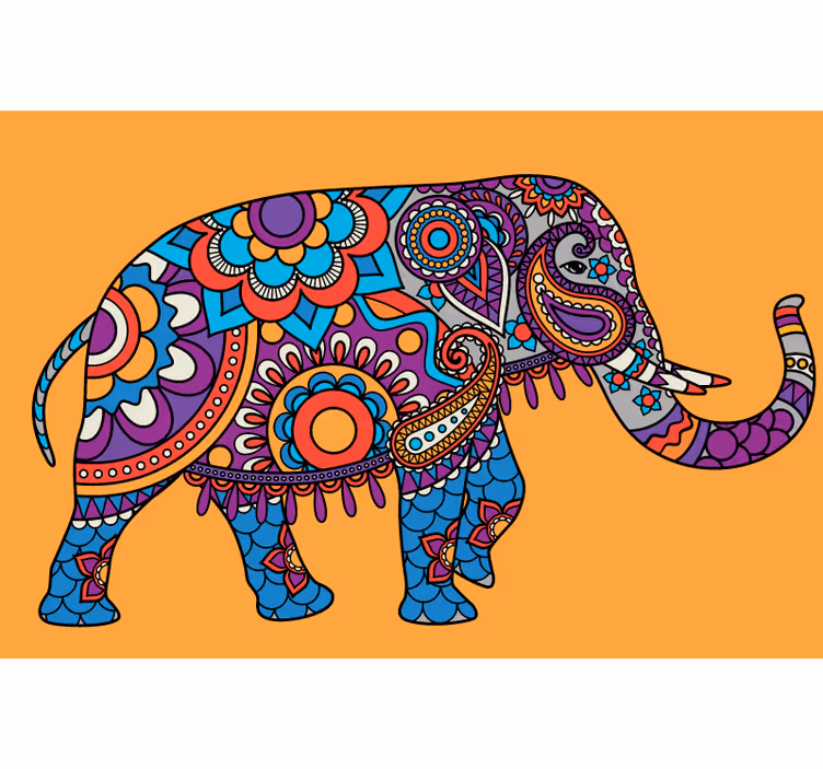 Living room roller blind multicolor walking elephants - TenStickers