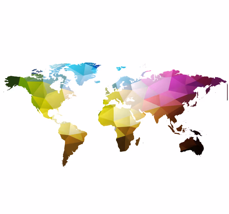 Living room roller blind triangle world map - TenStickers