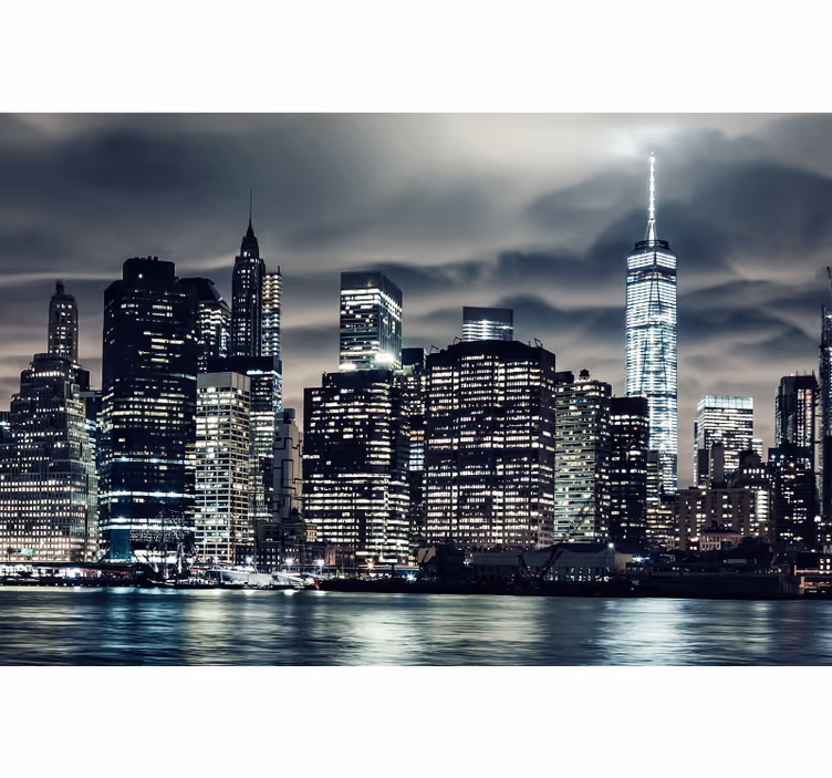Living room roller blind new york at night - TenStickers