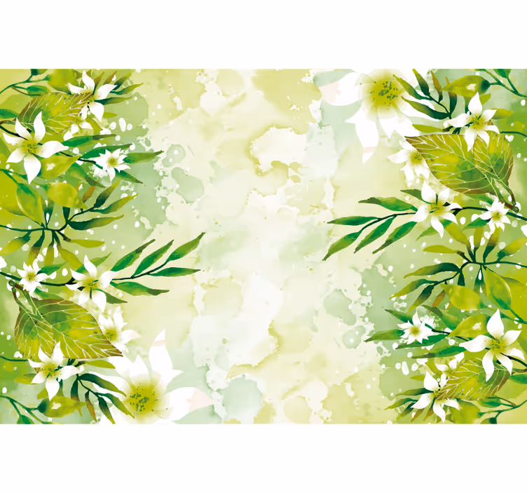 Green roller blind with green floral patterns - TenStickers