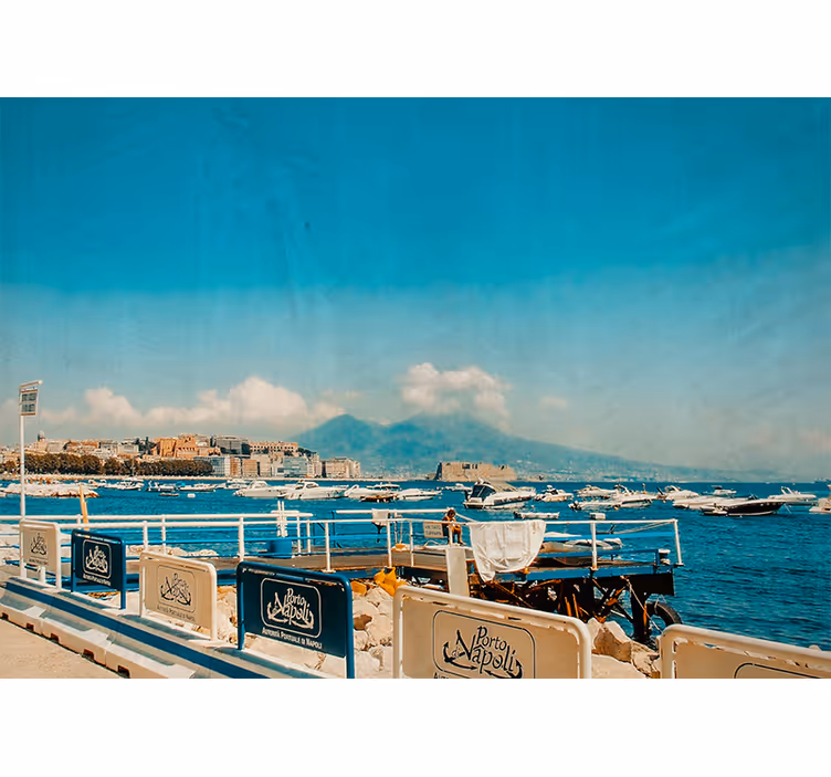 Living room roller blind vesuvius and sea landscape - TenStickers