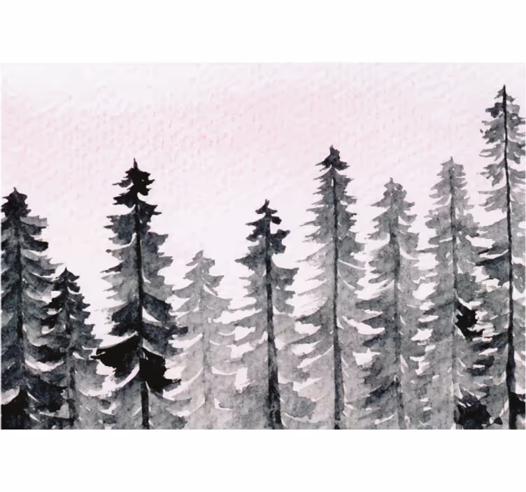 Living room roller blind aquarelle wood forest grey - TenStickers