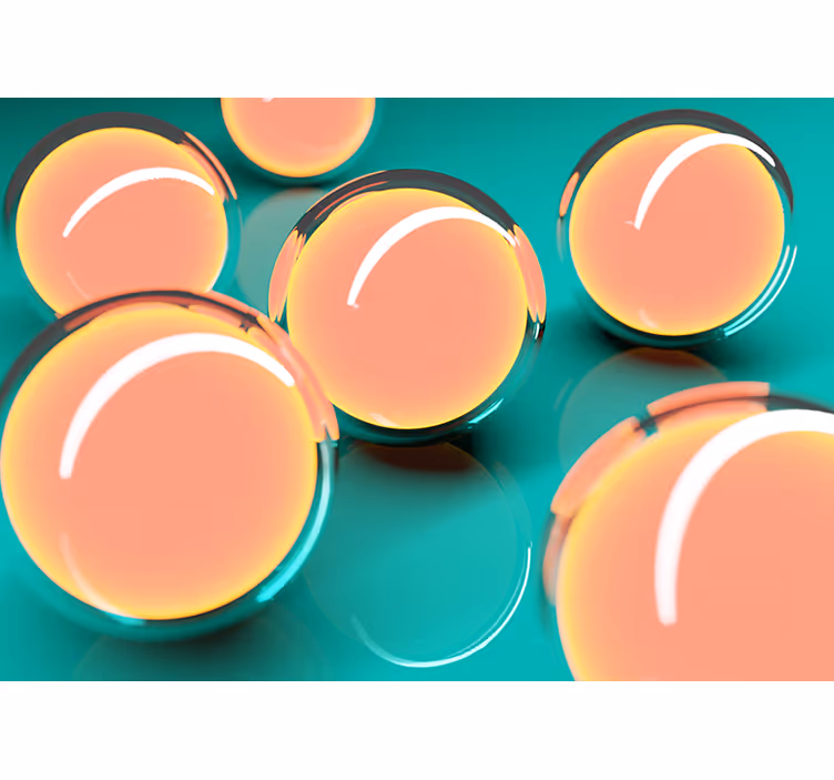Living room roller blind 3d floating bowls view - TenStickers