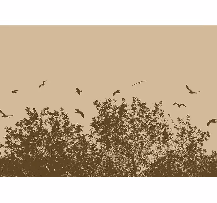 Living room roller blind spring flowers and birds - TenStickers