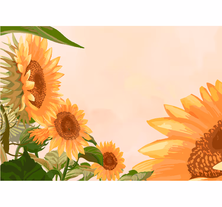 Living room roller blind painted sunflowers - TenStickers
