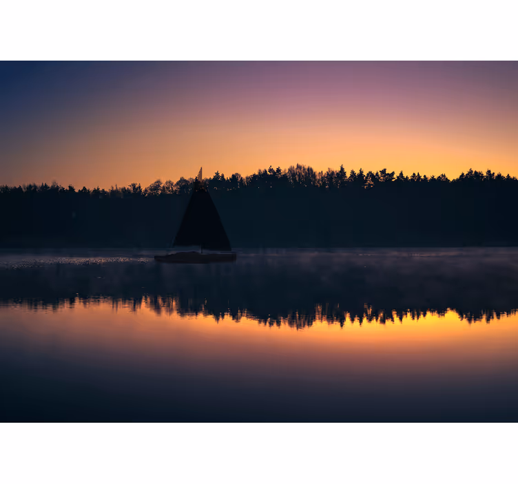 Living room roller blind mazury sailboat sunset - TenStickers