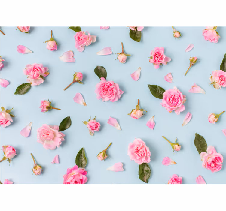Living room roller blind with blue rose pattern - TenStickers