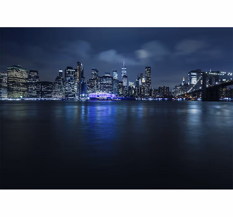 Living room roller blind blue manhattan nighttime - TenStickers