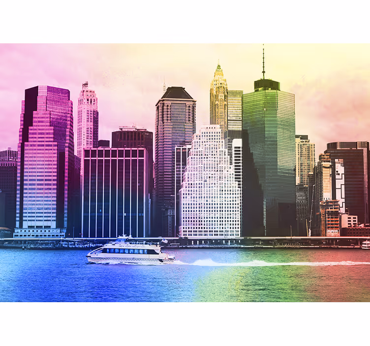 Living room roller blind colorful manhattan skylines - TenStickers