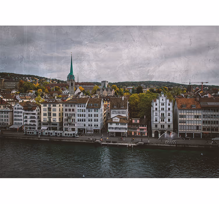 Living room roller blind zürich lakeside homes - TenStickers