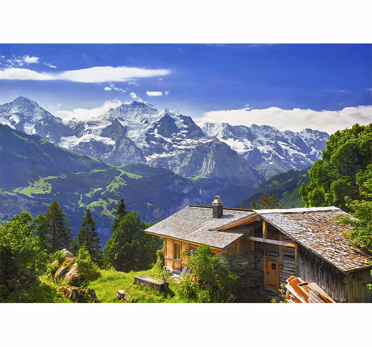 Living room roller blind grindelwald snow mountains field - TenStickers