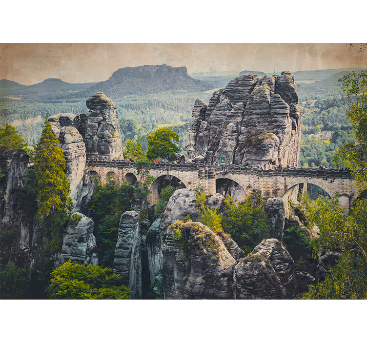 Living room roller blind scenic mountain bridge - TenStickers