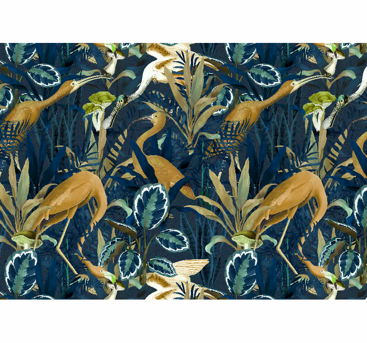 Living room roller blind birds in jungle leaves - TenStickers