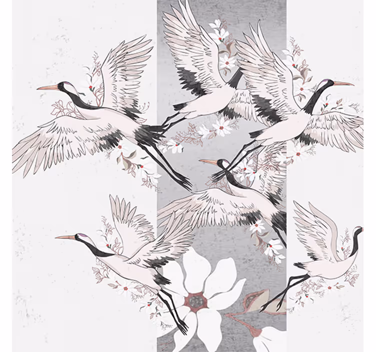 Living room roller blind with oriental birds design - TenStickers