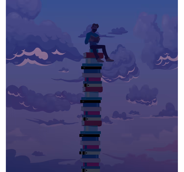 Living room roller blind with book tower design - TenStickers