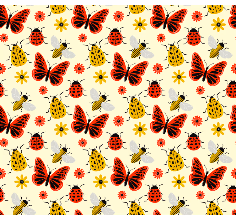 Living room roller blind colorful minimalistic bugs pattern - TenStickers