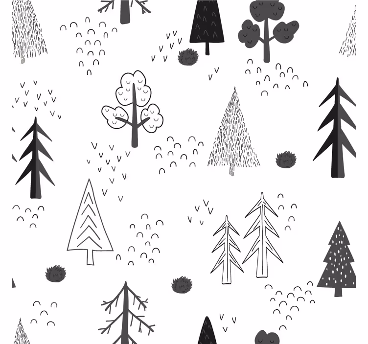 Living room roller blind white minimalist trees - TenStickers