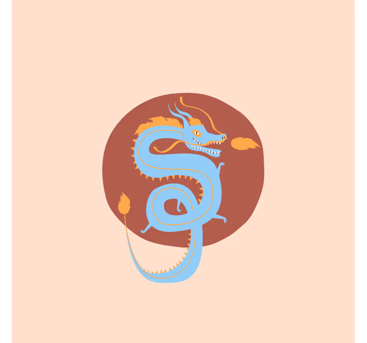 Living room roller blind in light blue dragon - TenStickers