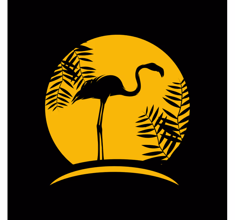 Living room roller blind black flamingo with moon - TenStickers