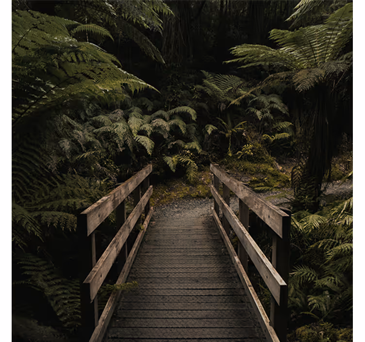 Living room roller blind forest bridge nature - TenStickers